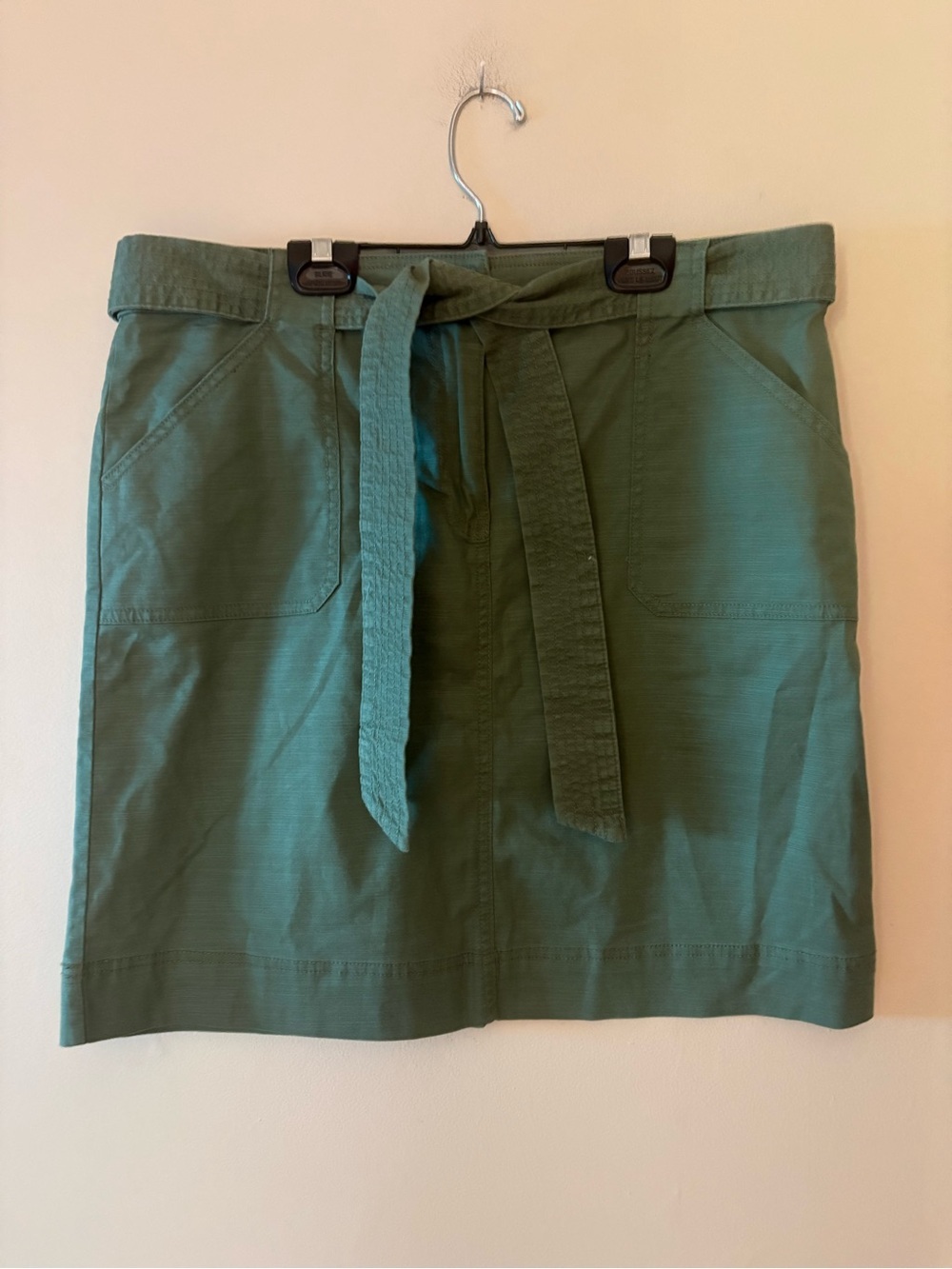 Kersh Olive Green Belted Utility Cargo Mini Skirt, women’s size L.